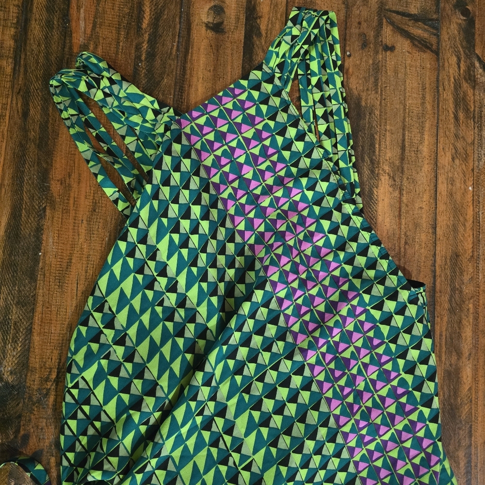Silk Geometric Patterned Assymetric Dress